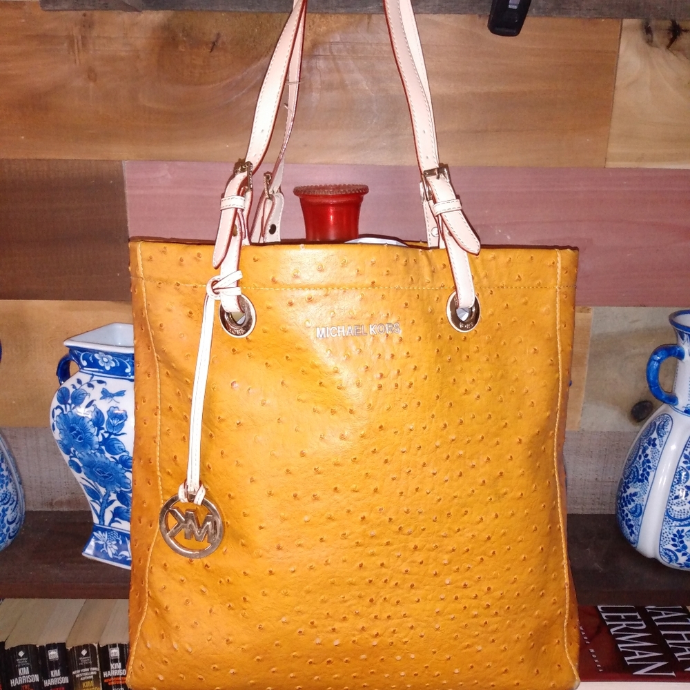 Michael Kors Ostrich Tote Orange